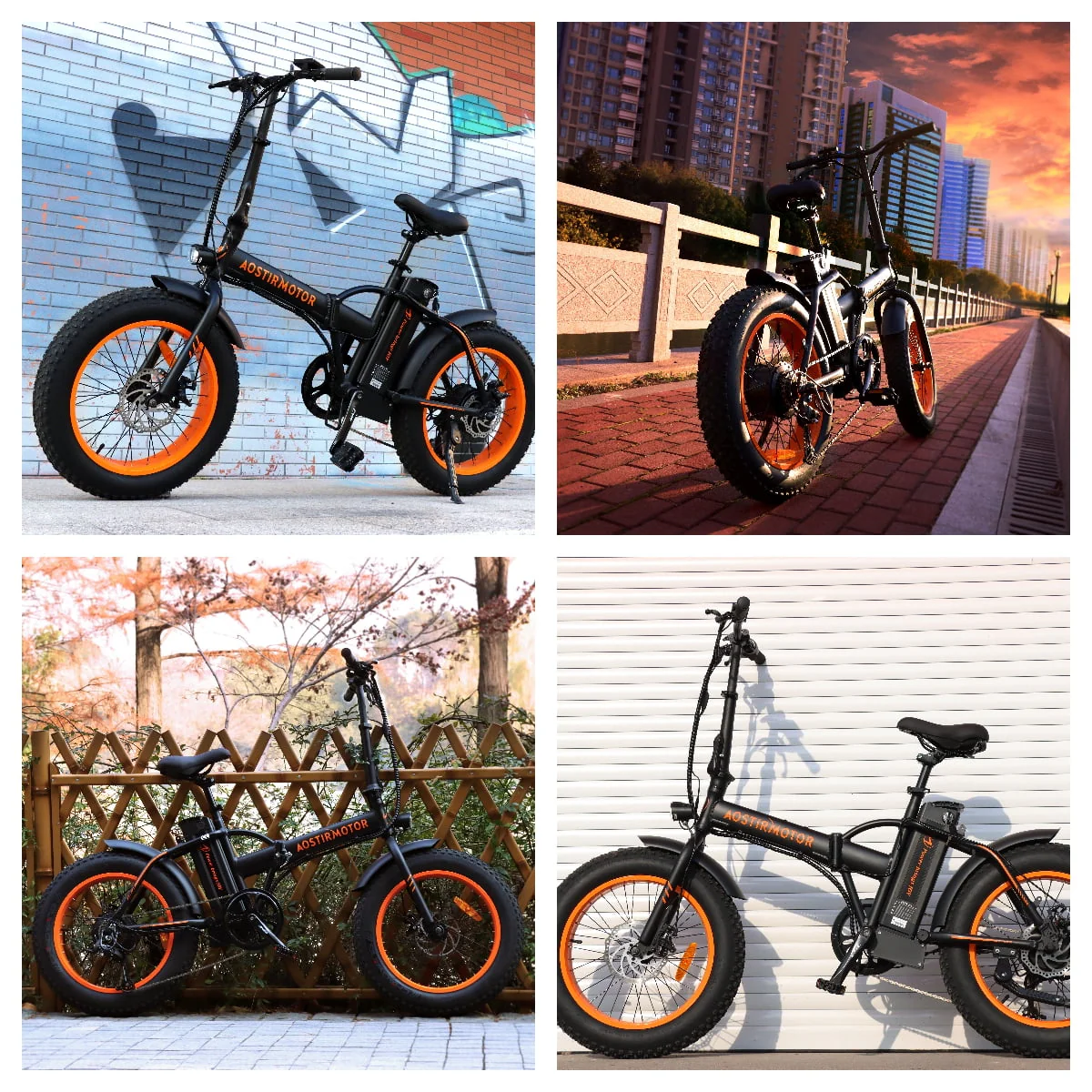 Aostirmotor Folding Electric Bike 20 inch Fat Tire , with 500W Motor, 36V 13AH Removable Lithium Battery,Ebikes for Adults（Black）