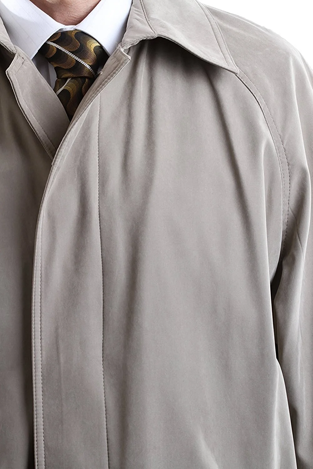 Men's Single Breasted Taupe Full Length All Year Round Raincoat 50L