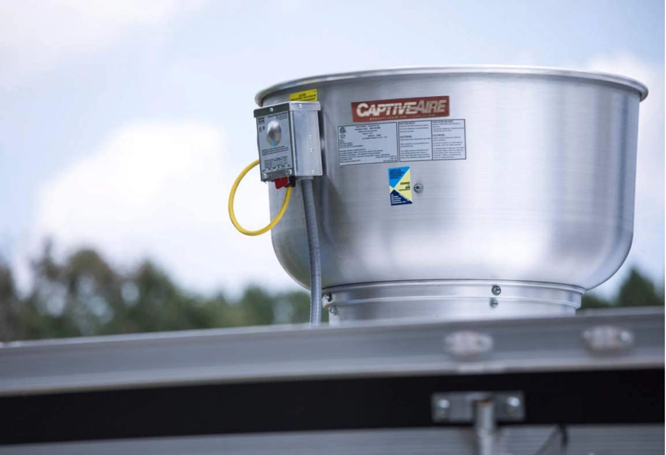 CAPTIVE-AIRE Food Truck Low Profile Exhaust Hood System Includes a stainless steel exhaust hood, an exhaust fan, an adjustable duct section