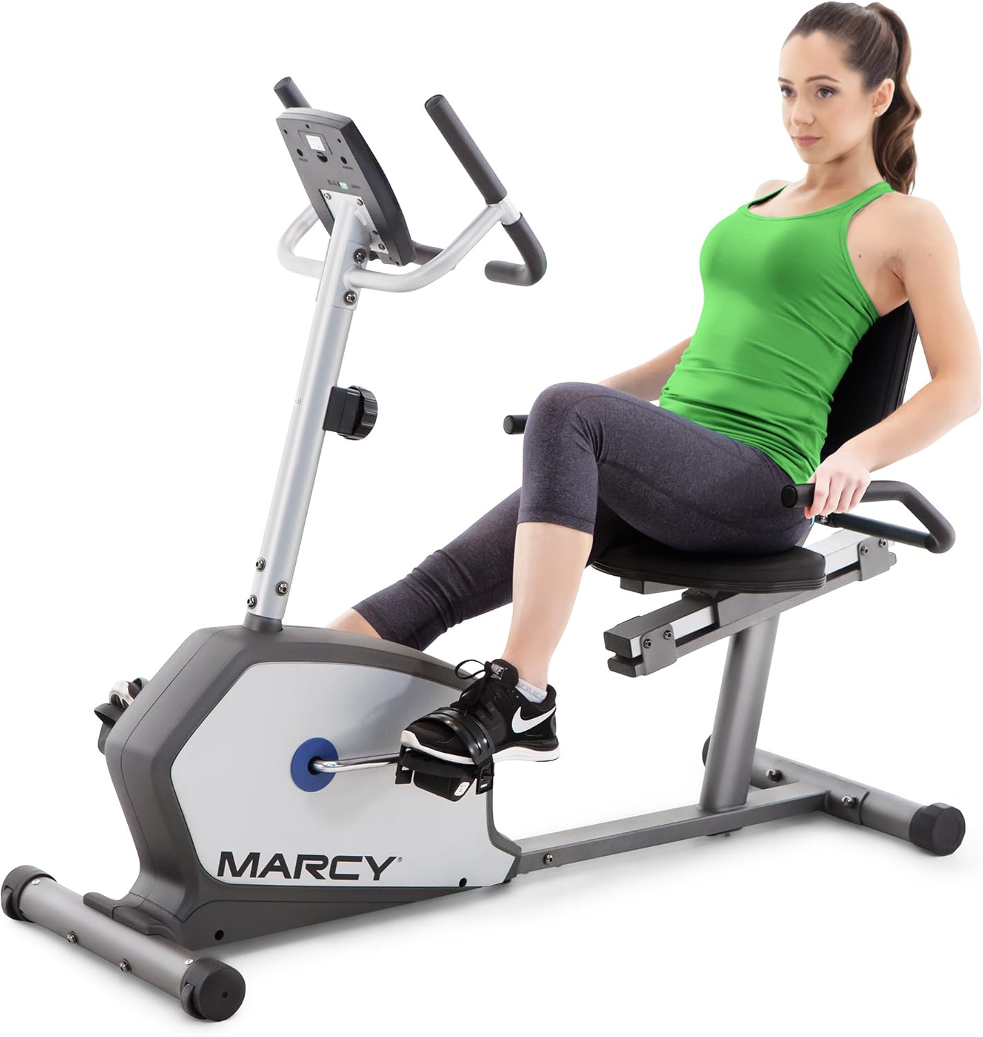 Marcy Recumbent Exercise Bike with Adjustable Seat and 8 Resistance Levels, 300 Pound Capacity NS-1201R