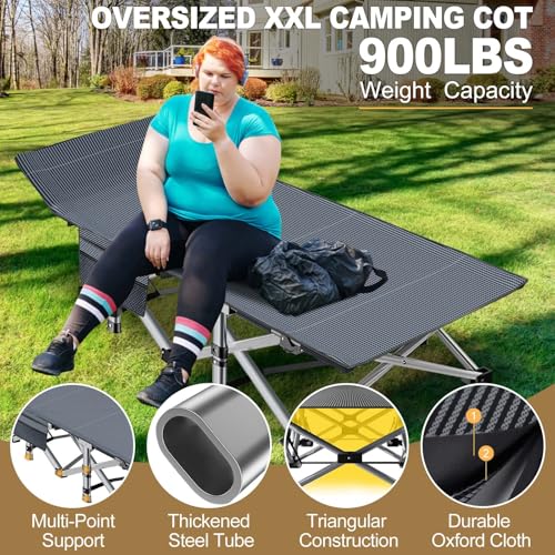 DoCred Folding Camping Cot with Mattress, 2 Pack Heavy Duty Folding Cot for Adults, Portable Sleeping Cot Bed Adults Outdoor Bed with Carry Bag