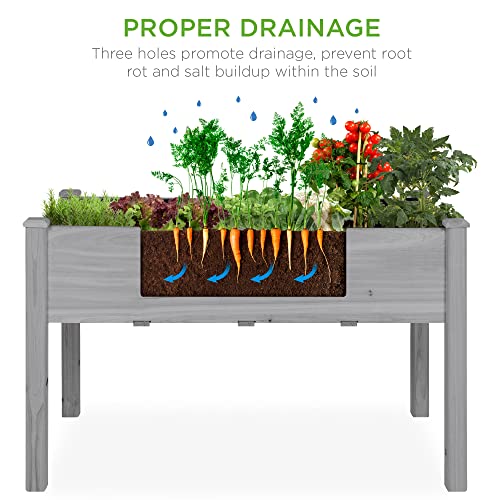 Best Choice Products 72x23x30in Raised Garden Bed, Elevated Wood Planter Box Stand for Backyard, Patio, Balcony w/Divider Panel, 6 Legs