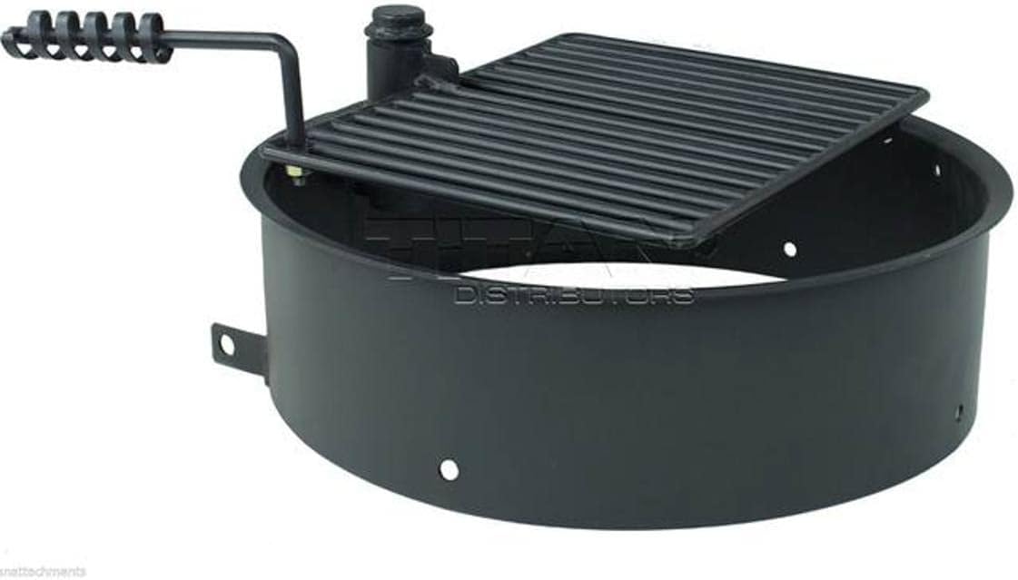 TITAN GREAT OUTDOORS 32" Steel Fire Ring with Cooking Grate Campfire Pit Park Grill BBQ Camping Trail