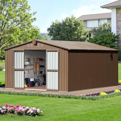 NicBex 6×5 Resin Outdoor Storage Shed with Floor & Window– All-Weather Lockable Small Tool Shed
