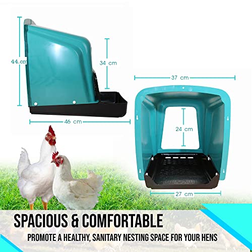 Nesting Boxes for Chicken Coops | Roll Away Hen House for Laying Eggs | Durable Plastic Chick Brooder Box with Perch & Pull Out Egg Tray for Poultry