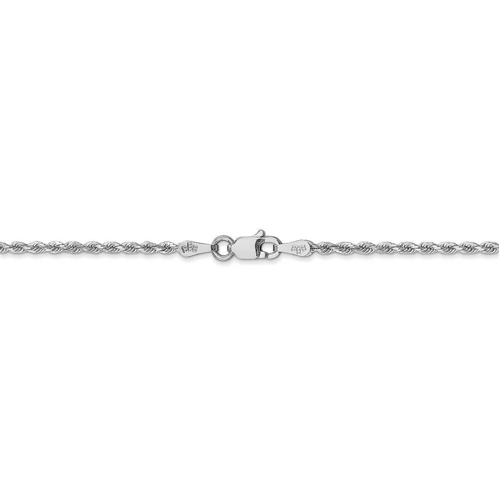 Real 10kt White Gold 1.75mm Diamond-cut Rope Chain; 30 inch; Lobster Clasp; for Adults and Teens; for Women and Men