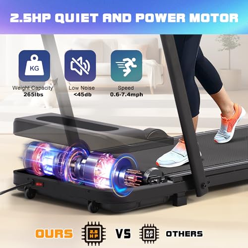 MAGIC UNION Walking Pad Treadmill Under Desk, 3 in 1 Portable Mini Treadmill for Home and Office