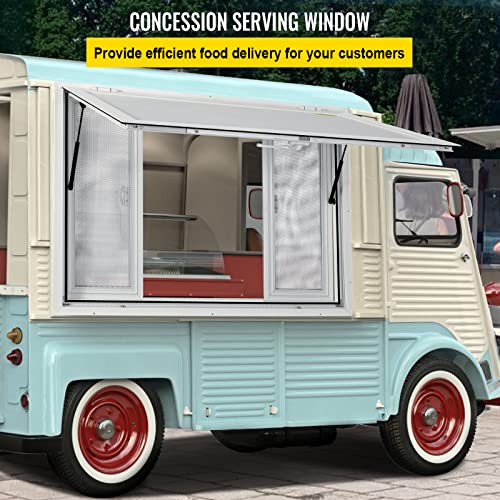 VEVOR Concession Window, 36 x 36 inch, Aluminum Alloy Food Truck Service Window with 4 Horizontal Sliding Screen Windows & Awning Door & Drag Hook