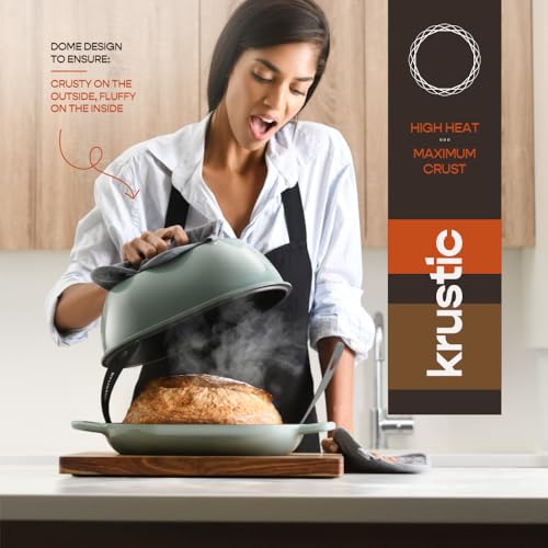Enameled Cast Iron Dutch Oven for Professional Sourdough Bread Baking | 5.5 Quart Loaf Size Oval Cookware Pot with Lid | Triple-Layer Enamel Coating