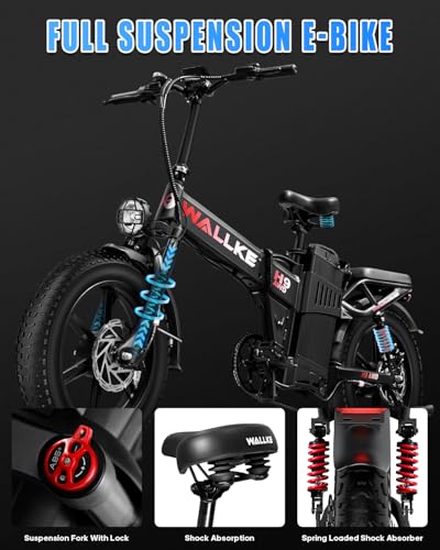 Wallke H9 AWD 3200W Dual Motor Electric Bike for Adult, 48V 82Ah/60Ah Sam-sung Cell Battery, 240-130 Mile 34MPH Fast Ebike