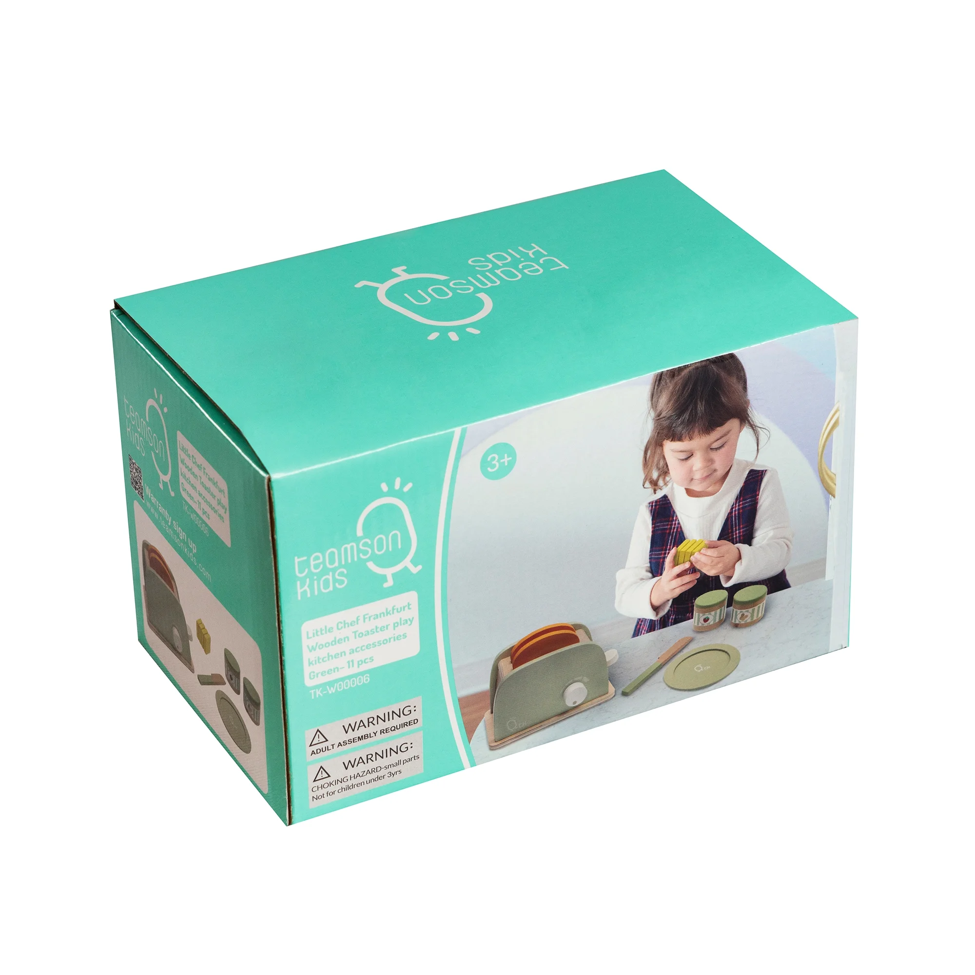 Teamson Kids Little Chef Frankfurt Wooden Toaster Play Kitchen Accessories, Green