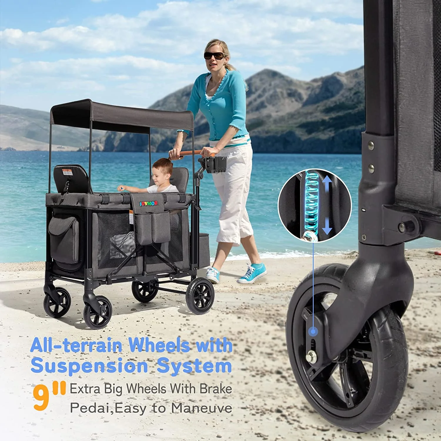 JOYMOR Double Pro Stroller Wagon for 2 Kids, Bus Seating,5 Point Harness for Unisex Infant Toddler