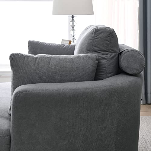 51.5-Inch Oversized Swivel Accent Barrel Chair with Storage Ottoman ,Button Decor and 4 Pillows