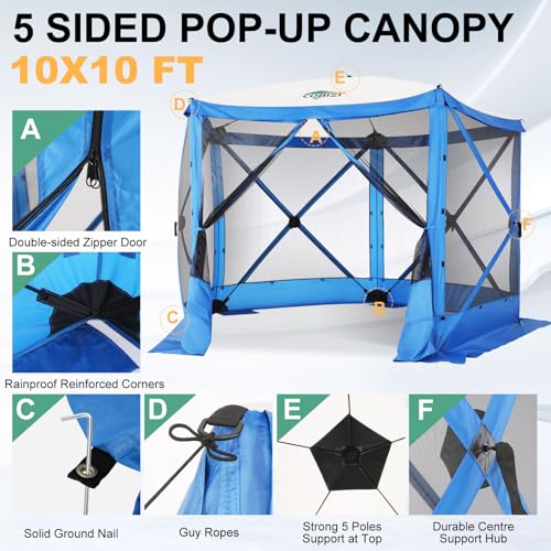 COBIZI 12x12ft Pop up Gazebo Screen Tent Screen House for Camping, Camping Outdoor Screened Gazebo, Canopy Tent