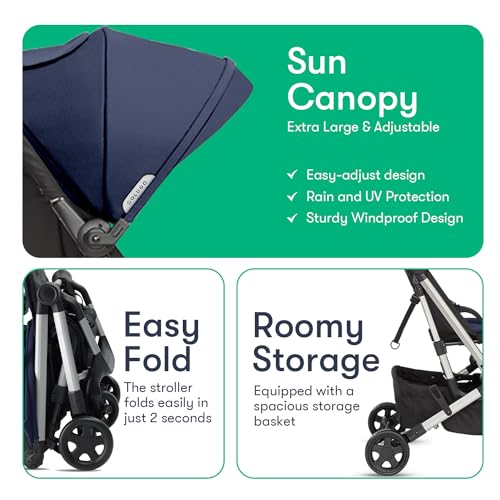 Compact Stroller - One Hand Fold Lightweight Stroller, Travel Stroller, Toddler Stroller, Airplane Stroller, Foldable Stroller with Rain Cover