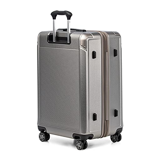 Travelpro Platinum Elite Hardside Expandable Carry on Luggage, 8 Wheel Spinner, TSA Lock, Hard Shell Polycarbonate Suitcase, Metallic Sand
