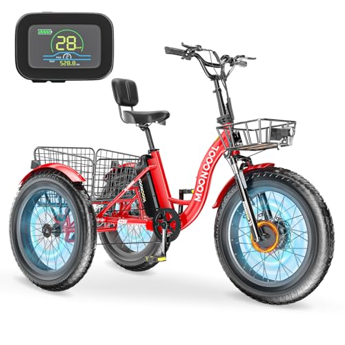 MOONCOOL Electric Tricycle Trike for Adults 350W 36V Removable Battery 24/26 Inches 7 Speeds 3 Wheels Electric Bikes Bicycle for Adults