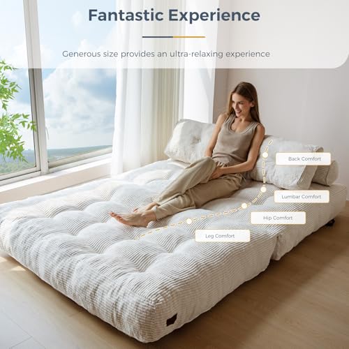 MAXYOYO Folding Sofa Bed, Convertible Sleeper Chair with Pillow Foldable Mattress with Back Support