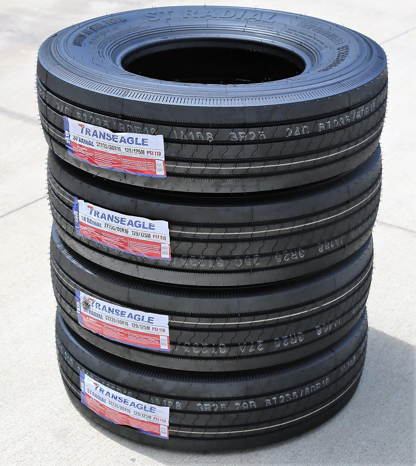 Set of 2 (TWO) Transeagle ST Radial All Steel Heavy Duty Premium Trailer Radial Tires-ST235/80R16 235/80/16 235/80-16 129/125M Load Range G LRG