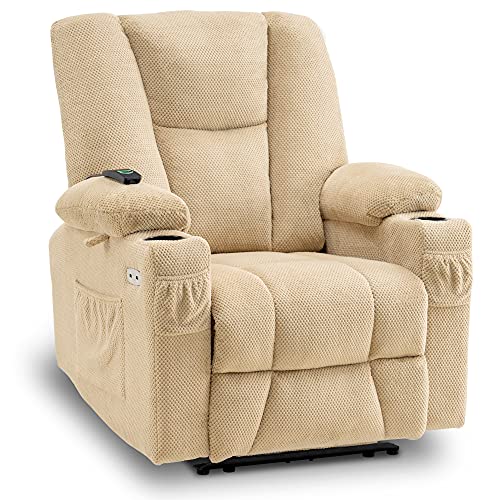MCombo Zero Gravity Power Recliner Chair with Heat and Vibration Massage, Reclining Chair with USB & Type C Ports, Cup Holders for Living Room