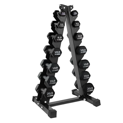 HolaHatha Neoprene Dumbbell Free Hand Weight Set with Rack, Ideal for Home Exercises to Gain Tone and Definition