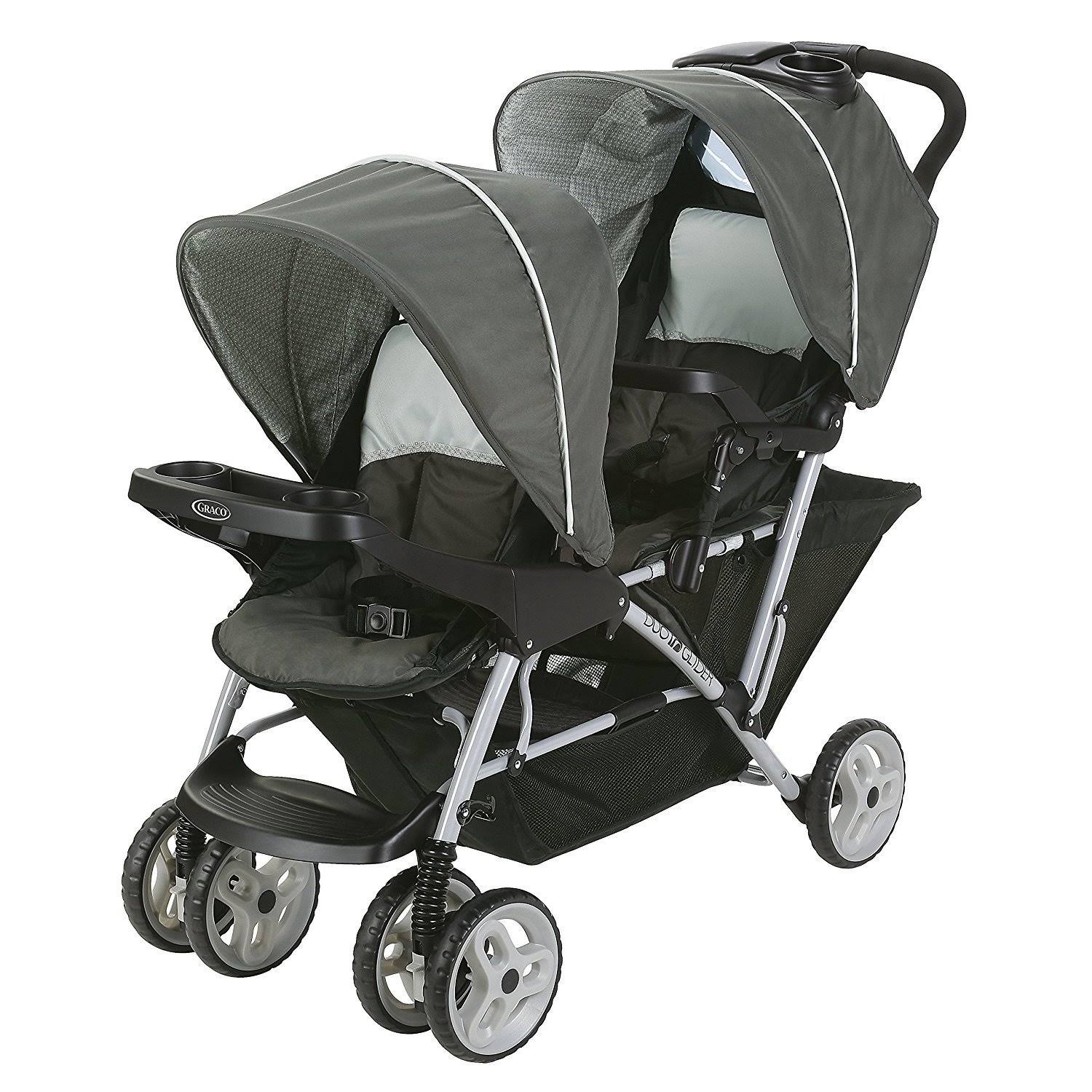 Graco DuoGlider Click Double Stroller + Infant Car Seat Travel System | Glacier