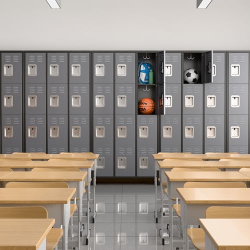 6 Door Metal Storage Locker 18 Hooks,Metal Locker for Employees with Lock for School Garage Office Gym Bedroom,Assembly Required