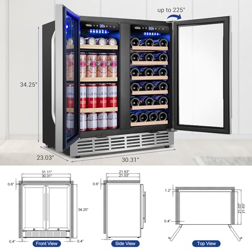 Cigar Electric Humidor, 35L 250 Counts Large Capacity Thermostatic Electric Cigar Cooler Cabinet with Digital LED Screen, Safety Lock