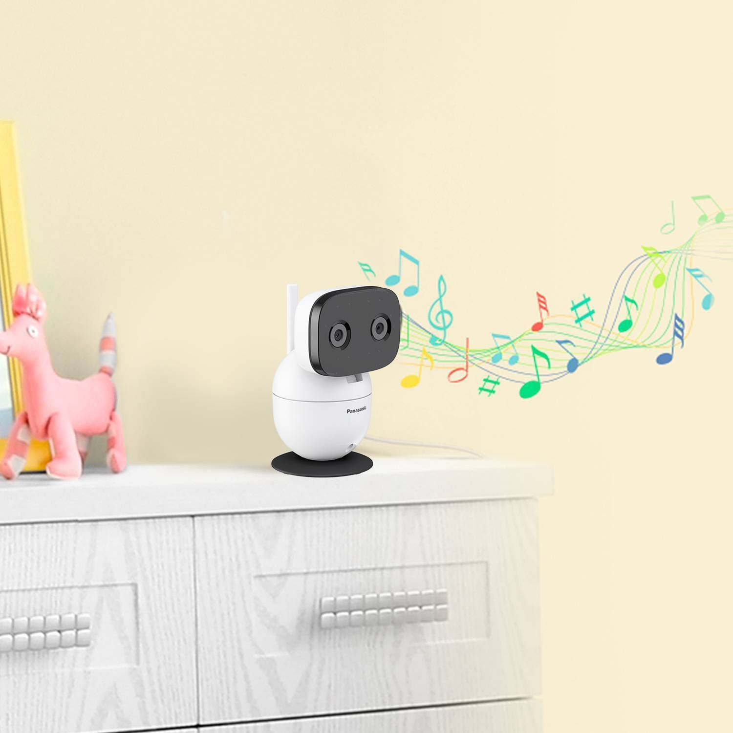 Panasonic Smart Baby Monitor KX-HN4001W Baby Monitor with 1 Indoor cameras Night Vision and Temperature sensor, 5 lullabies, two