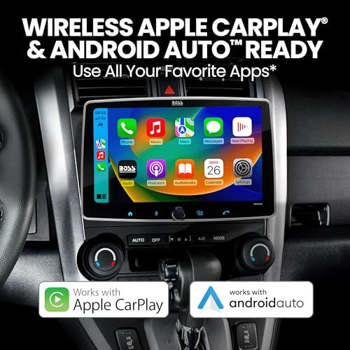 BOSS Audio Systems BVCP9700A-FL Single DIN Car Stereo Wireless Apple CarPlay, Android Auto, 7 Inch Touchscreen, Bluetooth, AM/FM Radio Receiver
