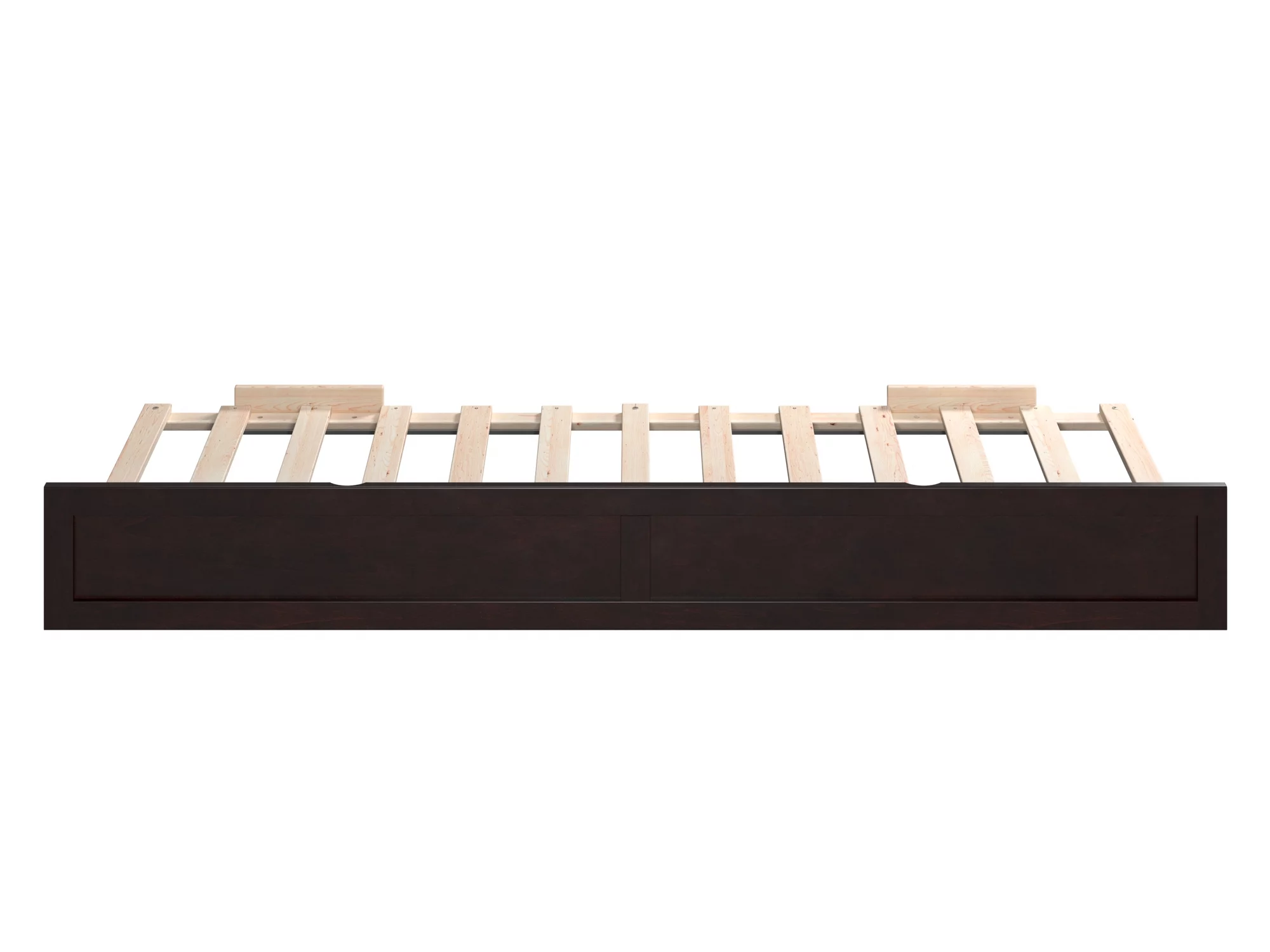 AFI Twin XL Roll Out Wood Trundle Bed Frame with Wooden Slat Supports, Espresso