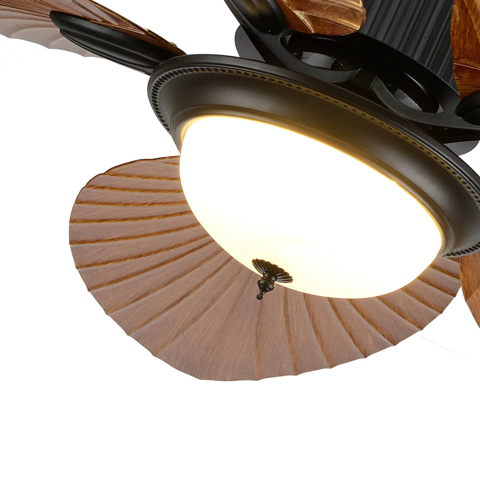 Miumaeov 52inch Tropical Palm Ceiling Fan with Light and Remote 5 Acrylic Palm Leaf Blades Tropical Ceiling Fan for Living Room Kitchen Bedroom