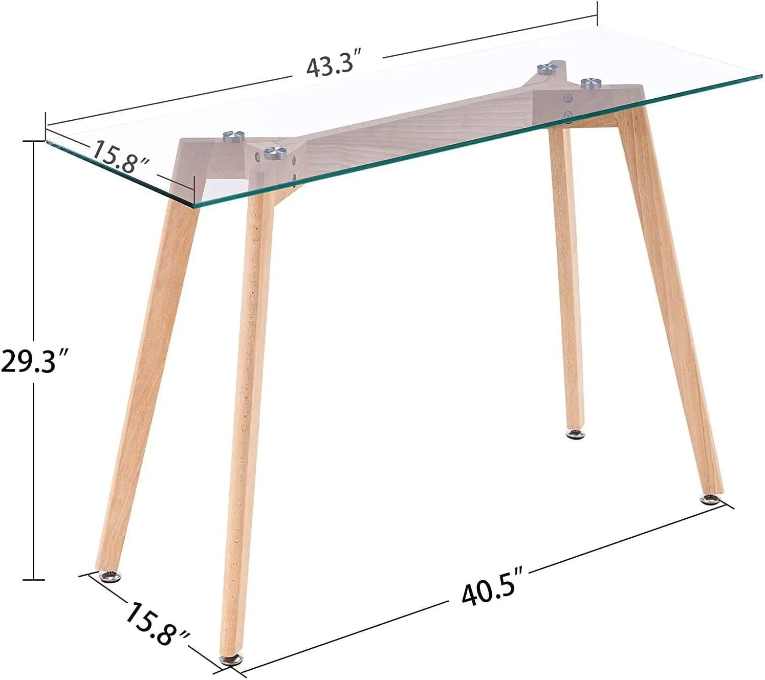 YOJFOTOOU. Glass Console Table, Narrow Entryway Hallway Table Modern Foyer Table with Solid Wood Legs for Entryway Living Room