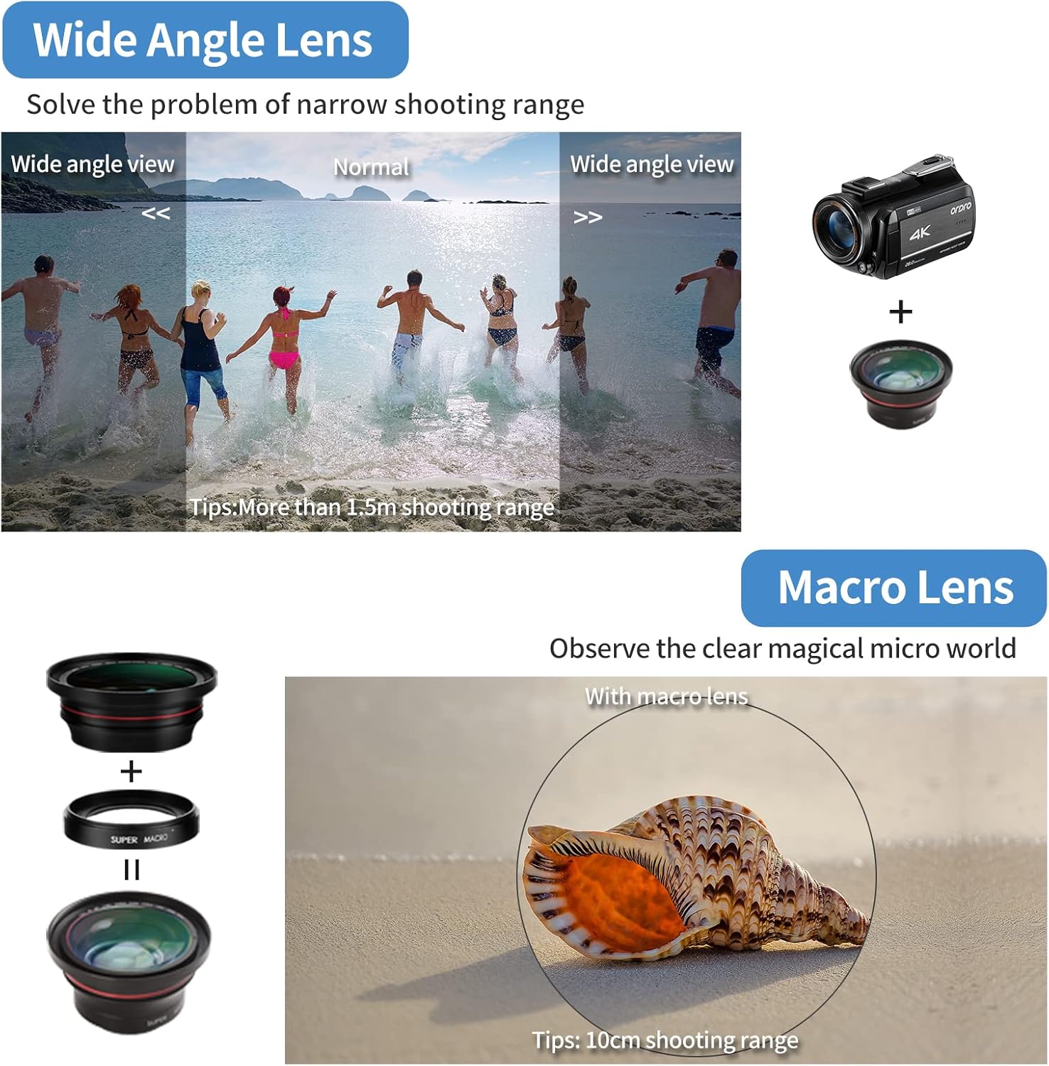 4K Video Camcorder ORDRO AZ30 1080P 60FPS Camera for YouTube, UHD 3'' IPS Screen 30X Zoom Infrared Night Vision Camcorder