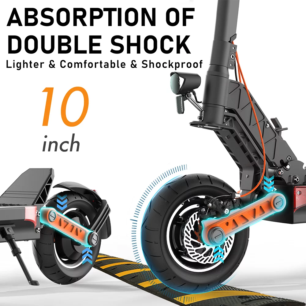 JOYOR S10S Dual Motor Electric Scooter, 2000W Motor Up to 37 MPH & 50 Miles Ranges, 10 Off-Road Tires Commuter Electric Scooter