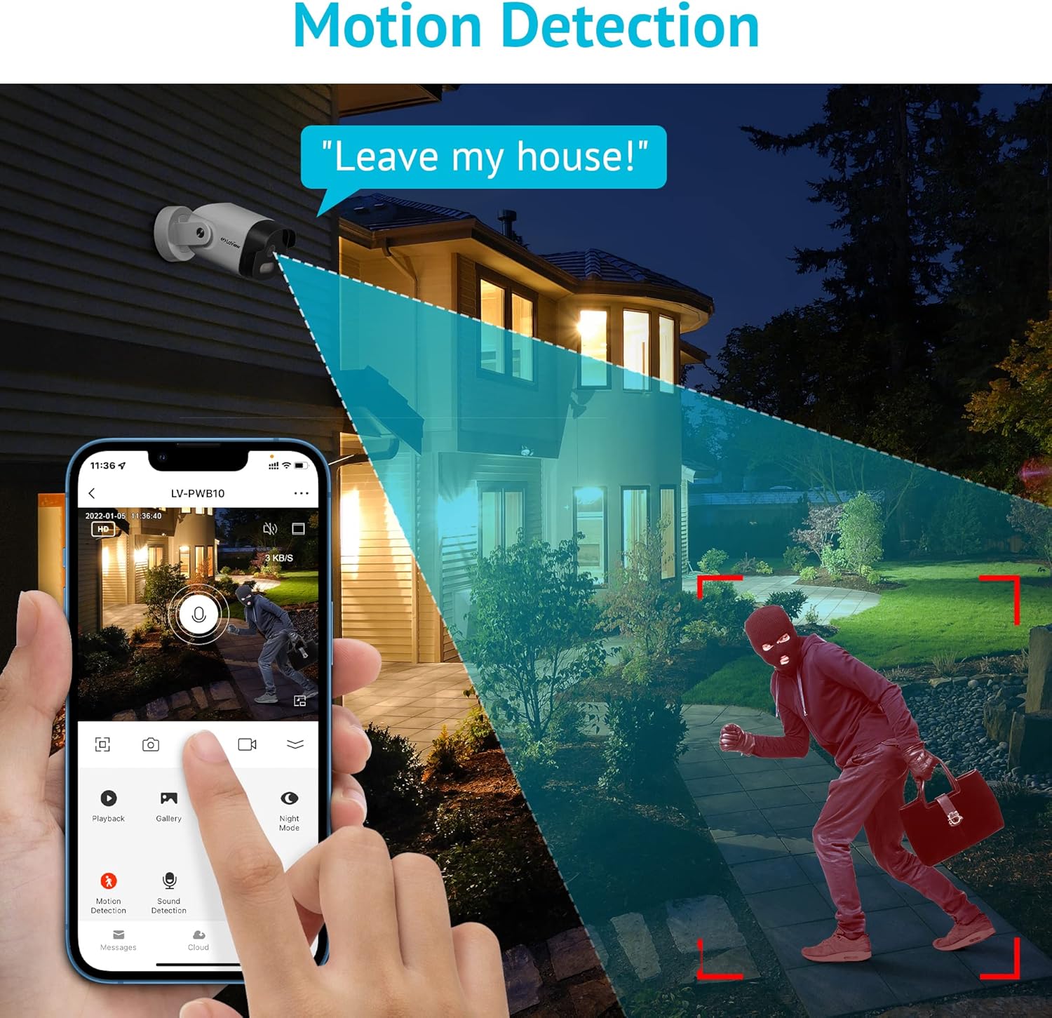 LaView Security Camera Outdoor with Color Night Vision,2K Wired Cameras for Home Security,IP66 Waterproof Camera, 24/7 Live Video,2 Way Audio