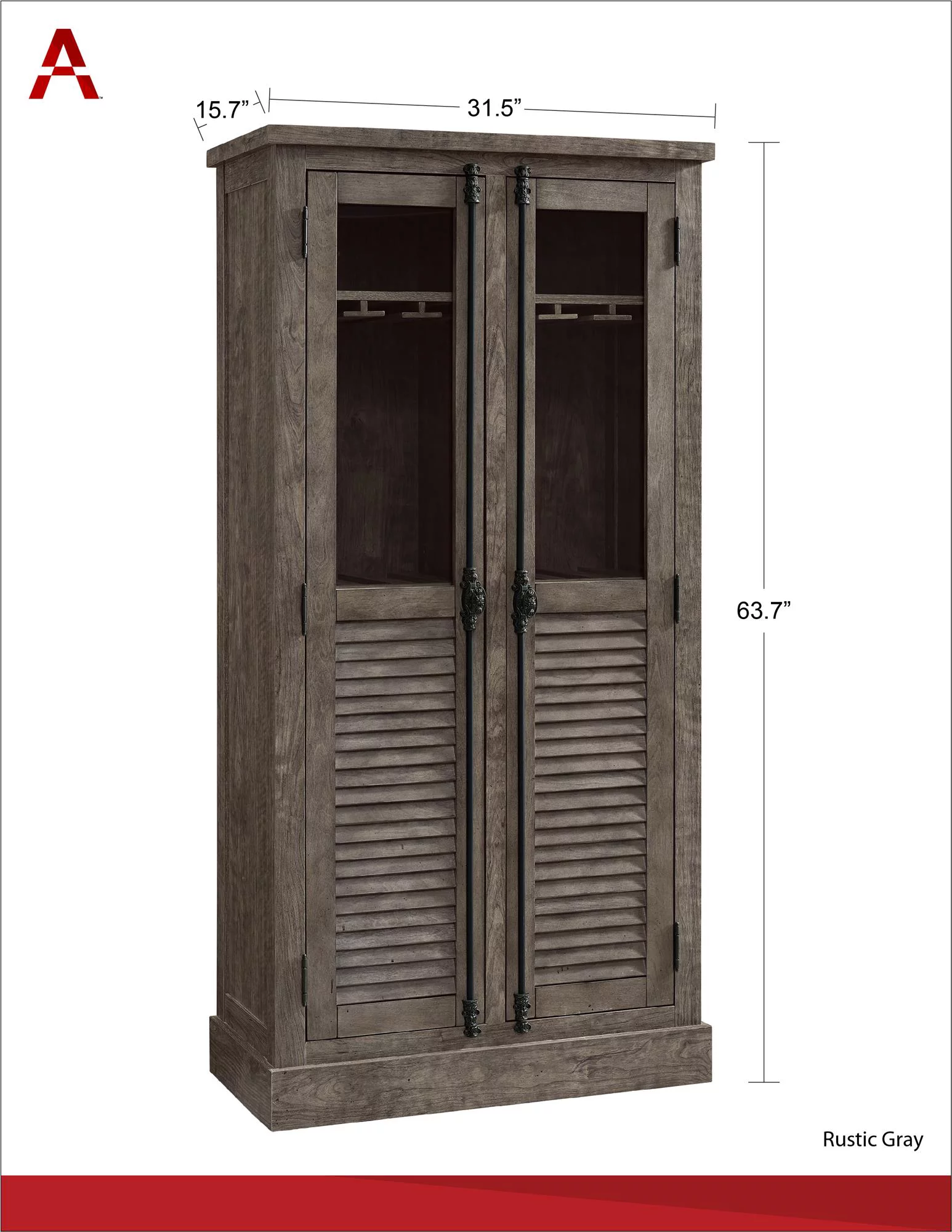 Ameriwood Home Sienna Park Beverage Cabinet, Weathered Oak