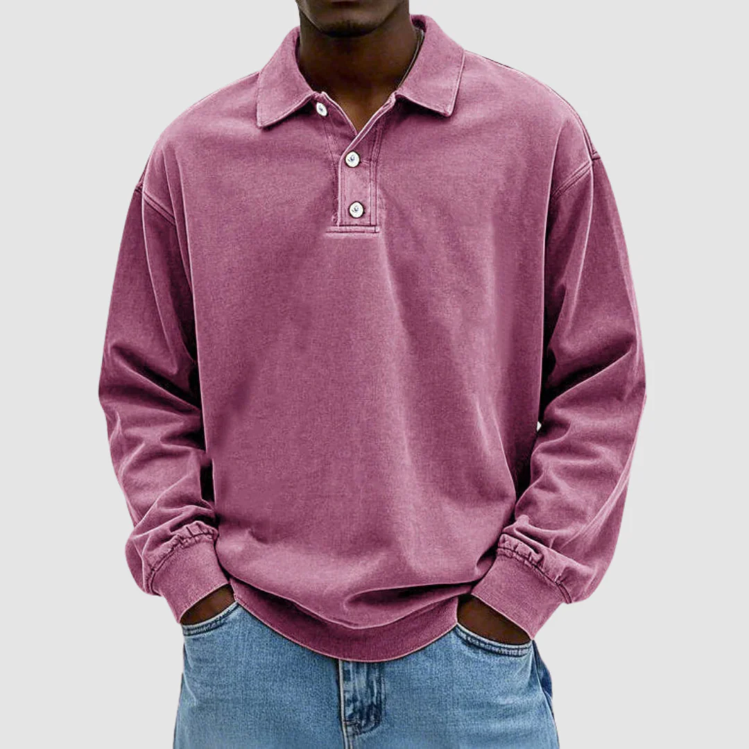 Maxime™ Vintage Long Sleeve Polo Shirt
