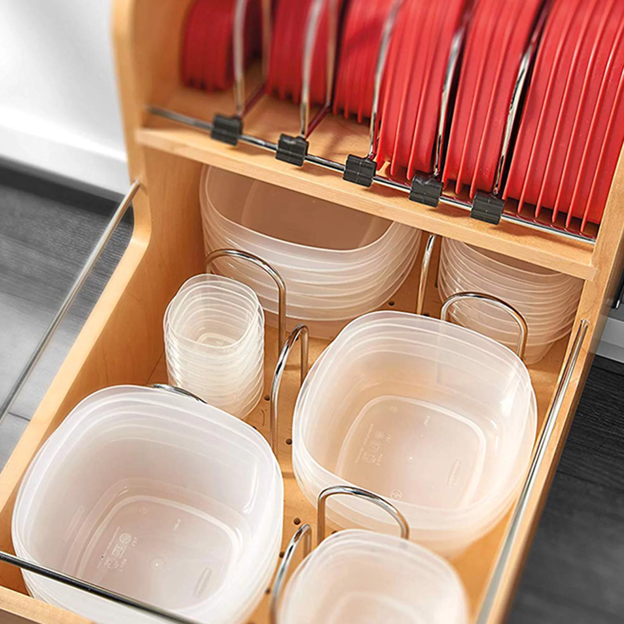 Rev-A-Shelf Food Storage Container Organizer Soft-Close, Natural