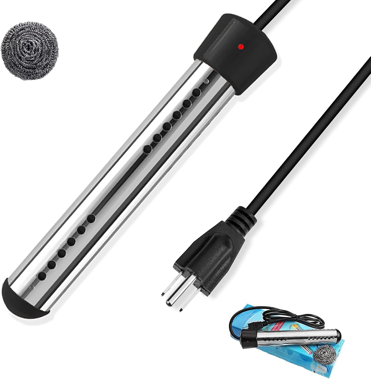 Immersion Water Heater, 1500W Portable Water Heater with 304 Stainless-Steel Guard