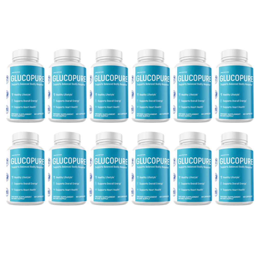 Glucopure Blood Sugar Support for Weight Loss & Heart Health- 12 Bottles - Kansas Nuitrition - HNZSDS