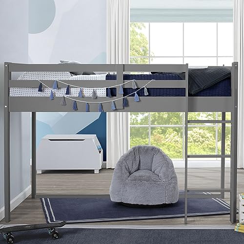 Delta Children Twin Loft Bed with Guardrail and Ladder (Coordinates with Loft Bed Tents Sold Separately), White