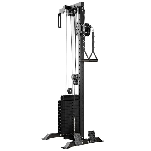 Mikolo Wall Mount Cable Station, Cable Crossover Machine with Dual Pulley System and 18 Adjustable Positions for Home Gym Fitness Equipment