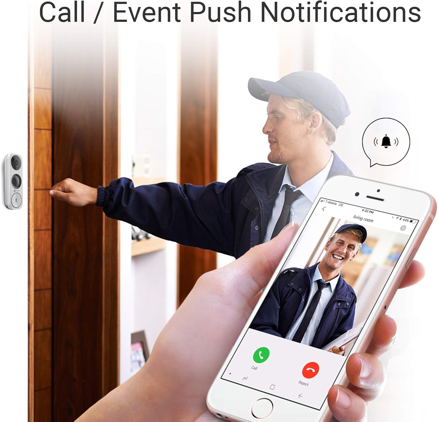 EZVIZ Doorbell Camera, Wired WiFi Video Doorbell, Night Vision, Two-Way Talk, PIR Motion Detection, Weather Proof