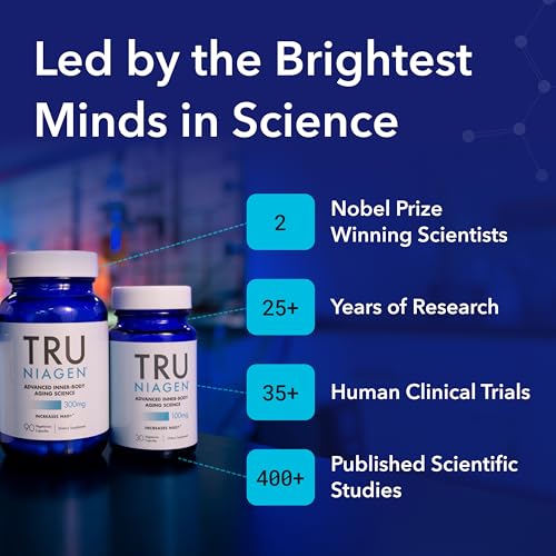 TRU NIAGEN Patented NAD Supplement for Anti Aging and Cell Regeneration, 300mg Niagen, 30 Servings | Supports Cellular Energy, Brain