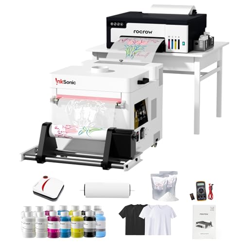 L8 DTF Printer, A4 Transfer Printing Machine with White Ink Mixing, Automatic Cleaning for DIY Print, Customized Printing, Includes Heat Press, Ink