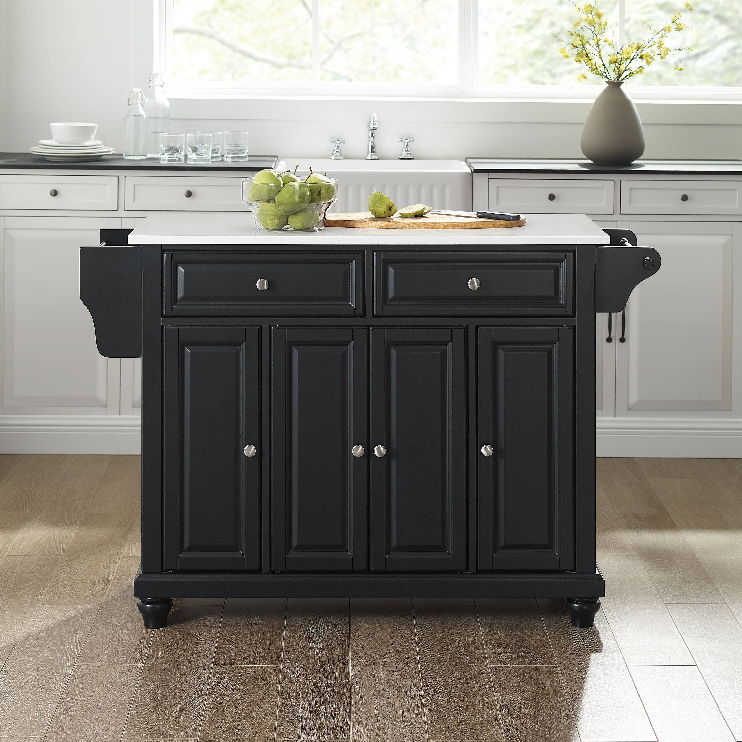 Crosley Cambridge Granite Top Full Size Kitchen Island/Cart, Black