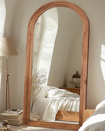 Full Length Mirror, 71"×32" Wooden Mirror Full Length with Stand Wood Floor Mirror, Oversized Stand Up Mirrors Large Wall Mirrors