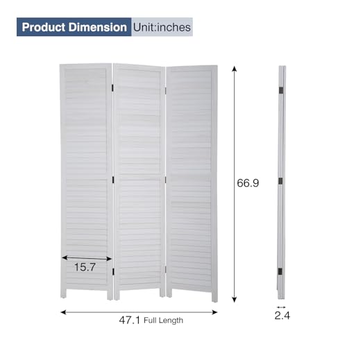 Room Divider 6 Panel Wood Privacy Screen Folding Partition Wall Room Dividers Freestanding White 5.57 FT Tall Divider for Room Separation