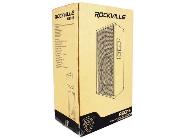 2) Rockville Rsg15 15” 3-Way DJ PA Speakers+Powered Mixer+Mics+Stands+Cables